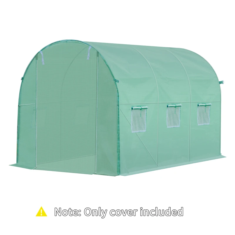 Outsunny 3 x 2 x 2m Greenhouse Replacement Cover ONLY Winter Garden Plant PE Cover for Tunnel Walk-in Greenhouse with Roll-up Windows Door Outdoor