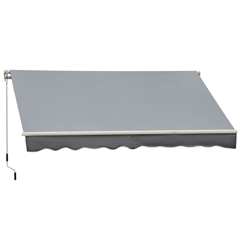 Outsunny 13'X8' Manual Retractable Patio Awning Window Door Sun Shade - Grey
