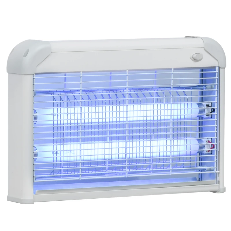 Outsunny Lampa Electrica anti-țânțari 20W, 37.5x8.5x26.5cm, Gri/Alb