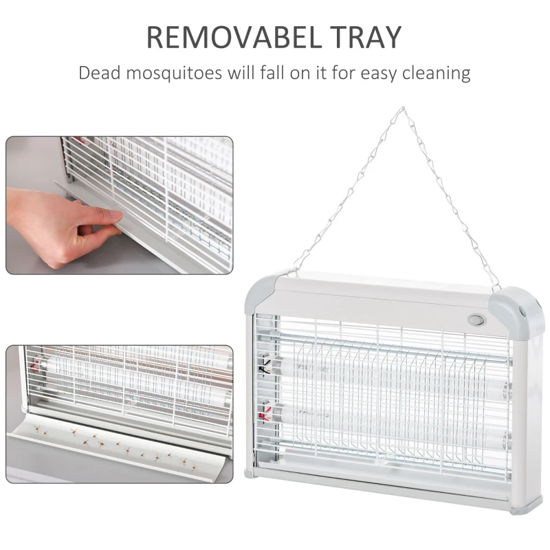 Outsunny Lampa Electrica anti-țânțari 20W, 37.5x8.5x26.5cm, Gri/Alb