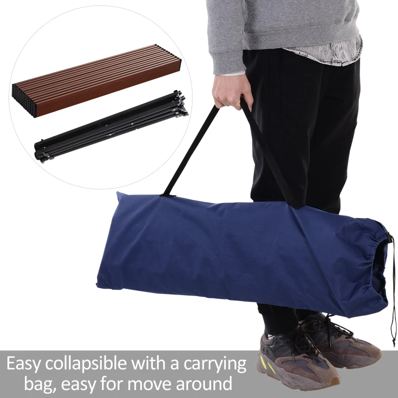 Outsunny Square Folding Aluminium Picnic Table Portable Camping BBQ Table Roll Up Top with Carrying Bag