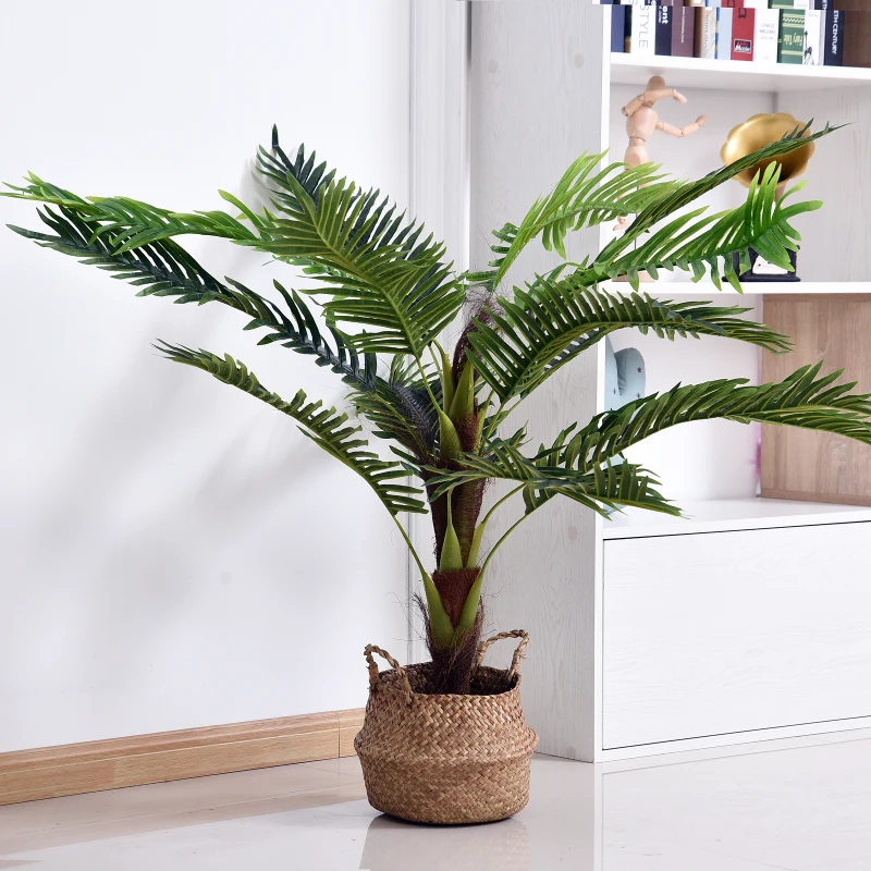 Outsunny Artificial palm tree height 123 cm artificial tree decoration plastic wire pot included green