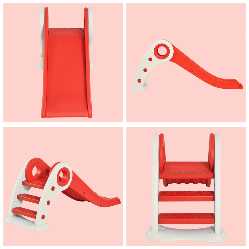 HOMCOM Folding Kids Slide Toddler Climber Slider Indoor Outdoor Toy for 3-6 Years Old Red