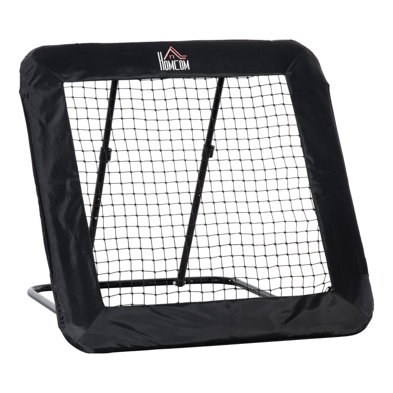 HOMCOM Fußball Rebounder klappbar Kickback Tor Rückprallwand Netz für Baseball Basketball Volleyball Verstellbar in 5 Stufen Stahl Schwarz 128 x 118 x 108-120 cm
