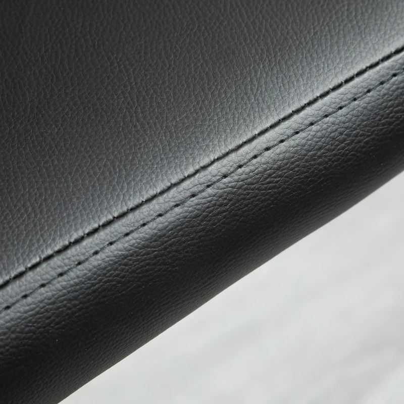 HOMCOM Set of 2 Bar Stools Swivel Bar Chairs with Footrest Height Adjustable Kitchen Chairs Swivel Chairs Faux Leather Wood Black+Coffee 48 x 49.5 x 76-96 cm