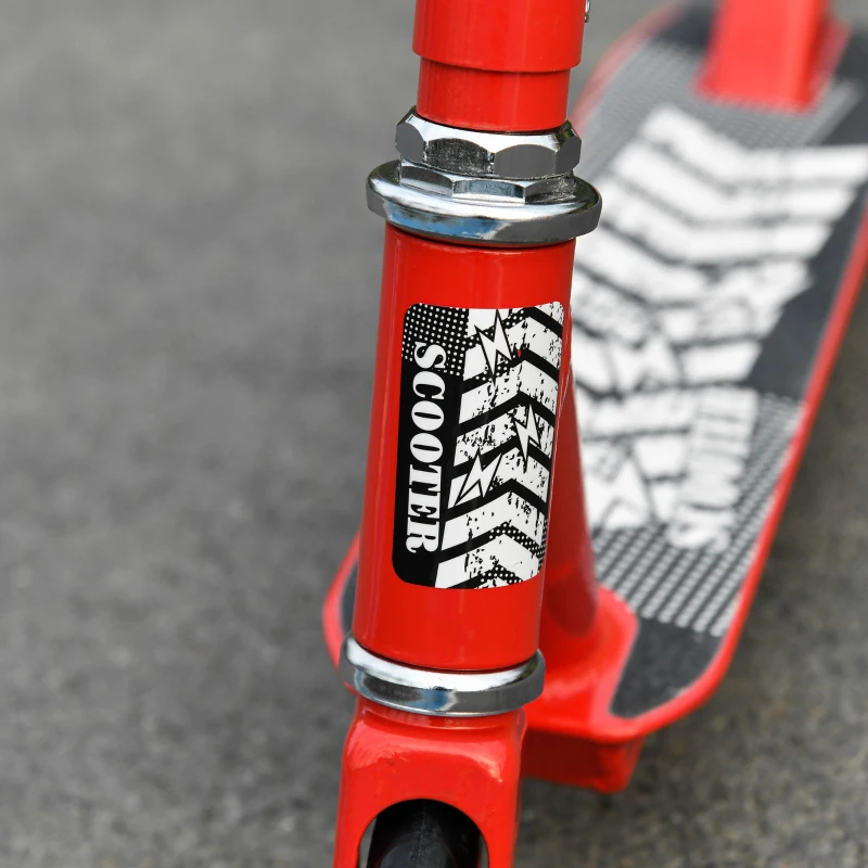HOMCOM Outdoor Push Stunt Scooter 2 Wheels Fixed Bar 360° Street Commuter Street Push Scooter For Adult Teen Urban Scooter Red