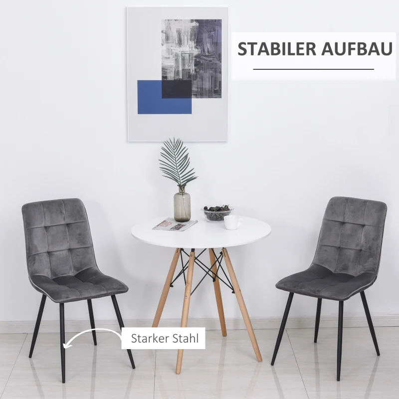 HOMCOM Zestaw 2 krzeseł do jadalni krzesło kuchenne krzesło tapicerowane oparcie szary + czarny