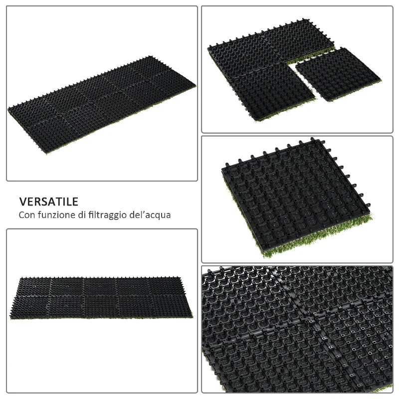 Outsunny 30 x 30cm Artificial Grass Turf with 25mm Pile Height Non-toxic Roll Grass Carpet Fake Grass Mat with Drainage Holes UV resistance for Indoor, Outdoor, Patio, Garden, Lawn, Balcony