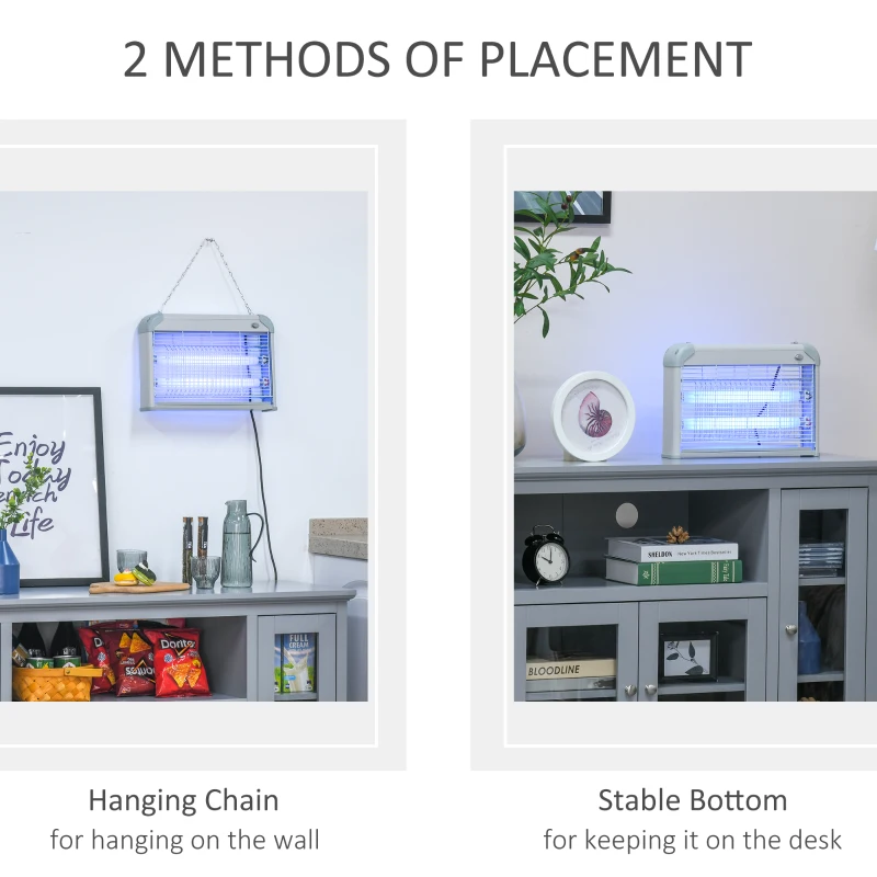 Outsunny Lampa Electrica anti-țânțari 20W, 37.5x8.5x26.5cm, Gri/Alb