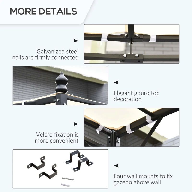 Outsunny Foisor Perdea Parasolara Cu Prelata in Poliester Impermeabila, Crem, Cadru Gri, 297x297cm