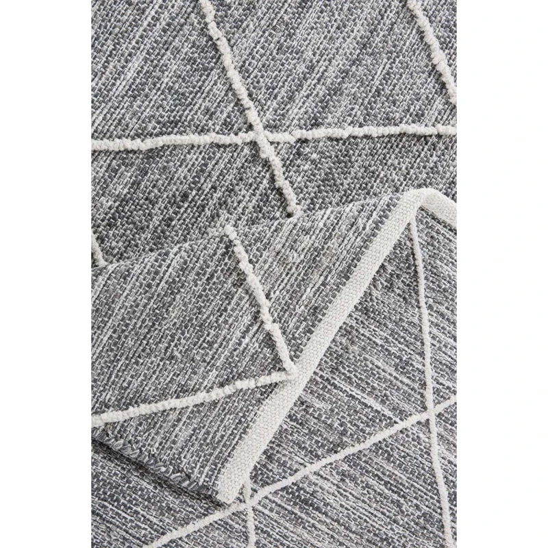 HOMCOM Teppich aus Baumwolle Grau 200 x 140 x 0,7 cm