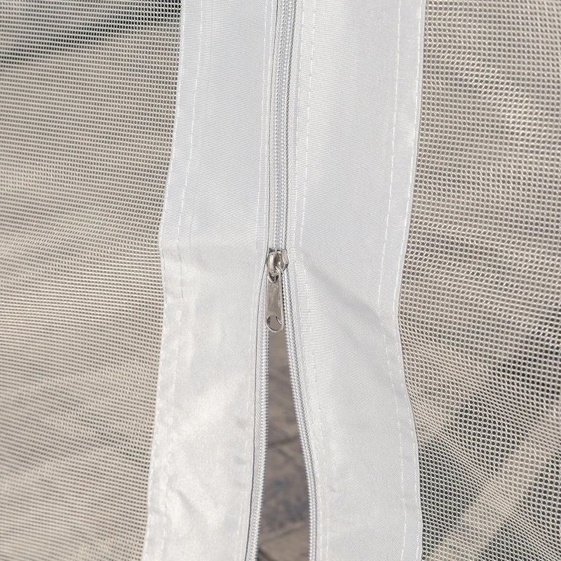 Outsunny 10' x 10' Steel Gazebo Canopy Party Tent Shelter with Double Roof & Curtains & Netting Sidewalls, Light Grey