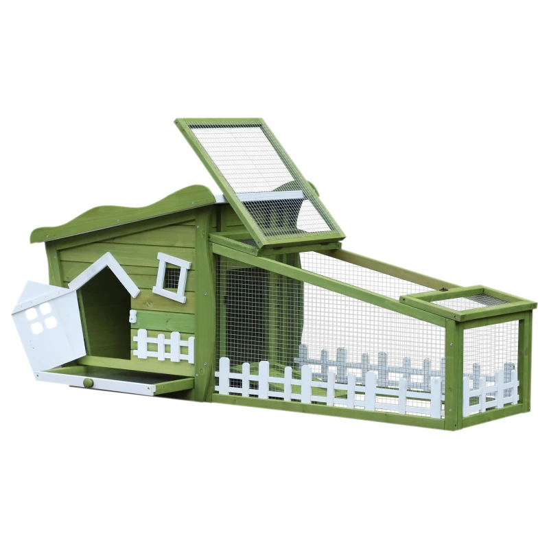 PawHut Rabbit Hutch Cage for Rabbits with Removable Wooden Tray Travel
