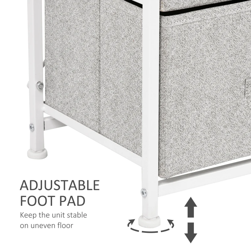 HOMCOM Fabric Dresser Organizer with 4 Drawers Steel Frame Wood Top Storage Tower