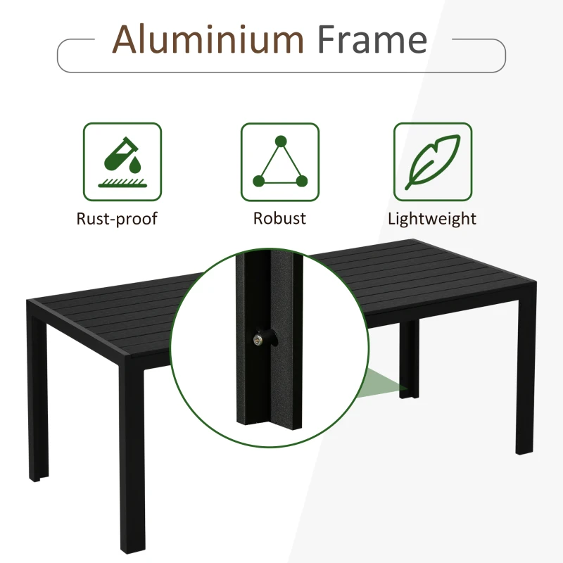 Outsunny Garden Table Aluminum Table Garden Terrace Wood-Plastic WPC Non-Wood Black