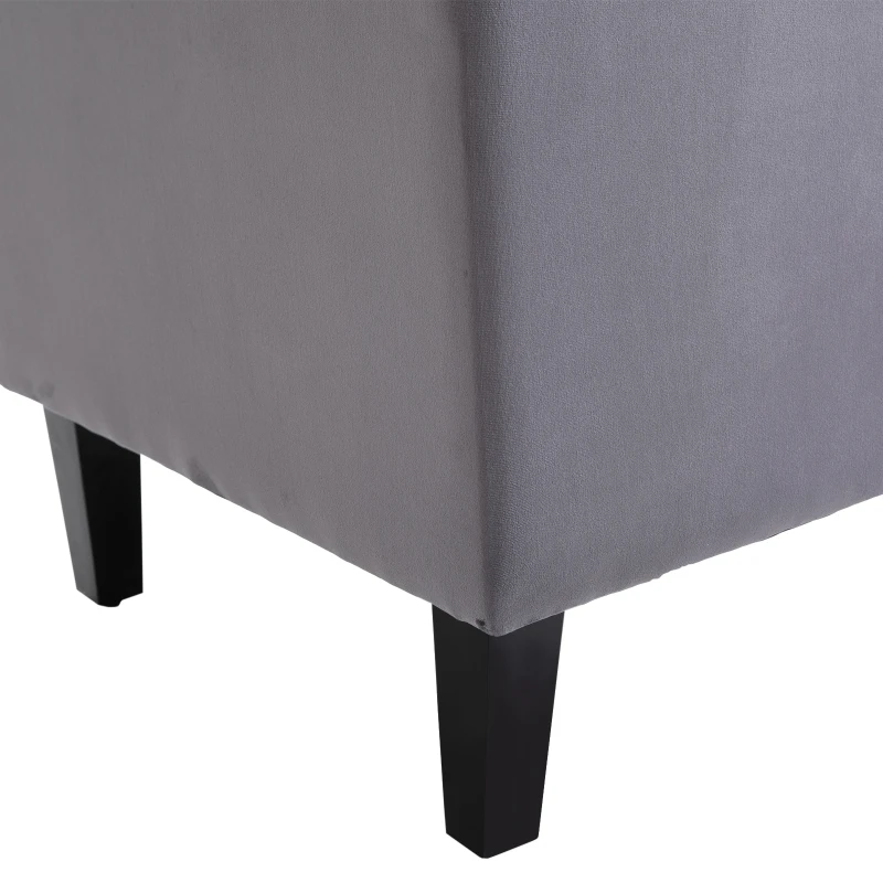 HOMCOM Velvet Fabric Tufted French Style Tall Wingback Accent Chair Home Décor with Extra Wide Seat, Wooden Legs, Grey