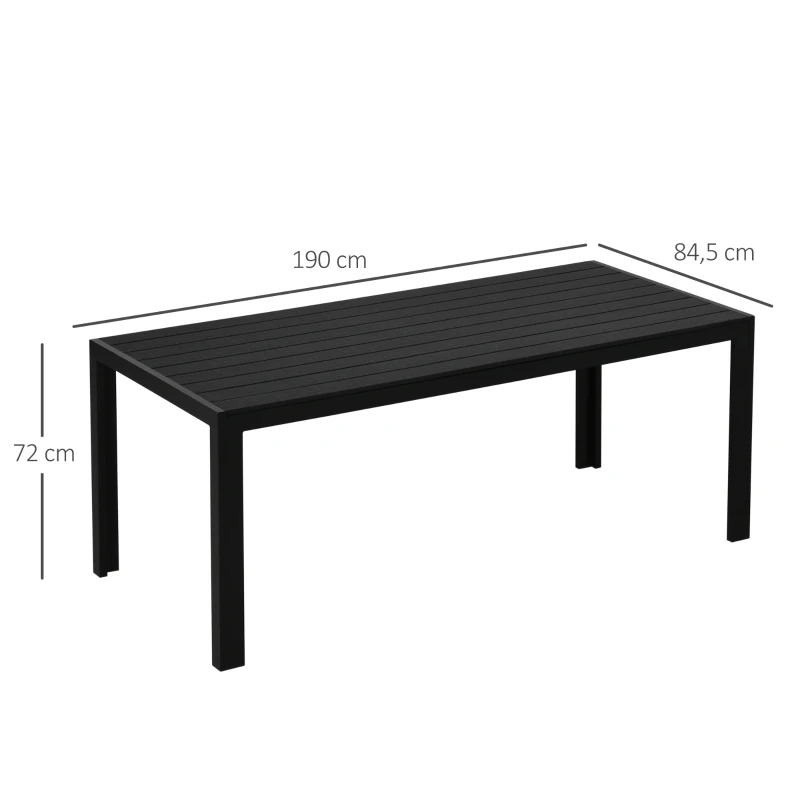 Outsunny Garden Table Aluminum Table Garden Terrace Wood-Plastic WPC Non-Wood Black