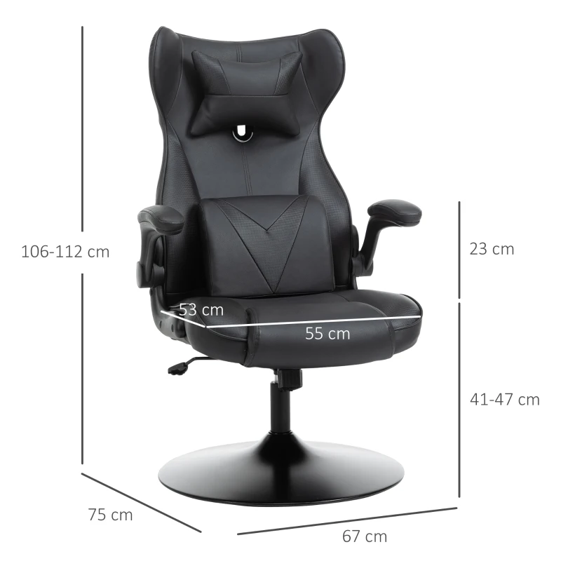 Vinsetto Swivel Video Game Chair Rocker Racing Style Office lesuire Chair Ergonomic Rocking Office Chair with Pedestal Base, Adjustable Armrest and Headrest