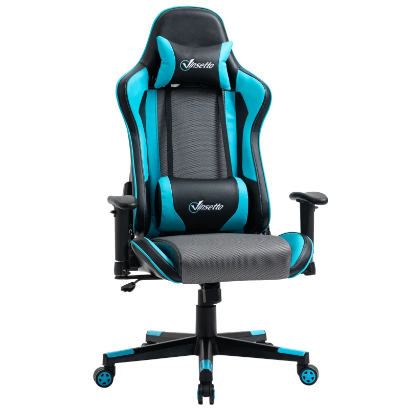Vinsetto Gaming Chair Racing Style Ergonomic Office Chair High Back Computer Desk Chair Adjustable Height Swivel Recliner with Headrest and Lumbar Support, Sky Blue