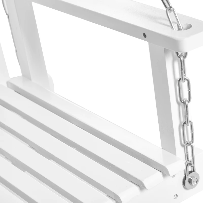 Elegancka Huśtawka Ogrodowa Outsunny Biała dla 2 Osób z Drewna Sosnowego z Metalowymi Łańcuchami 117 x 69 x 60 cm