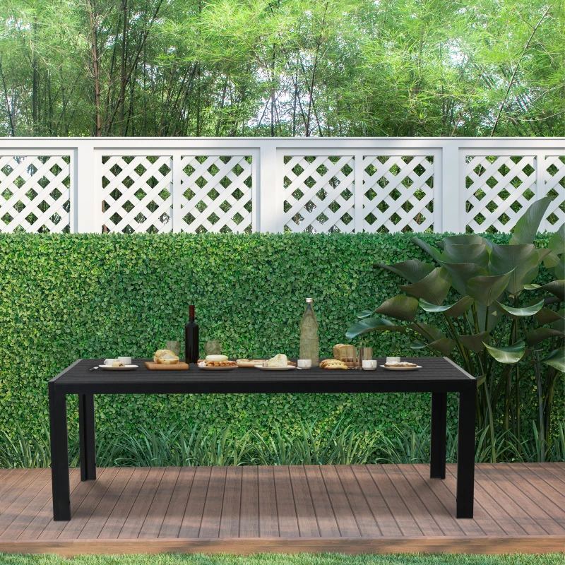 Outsunny Garden Table Aluminum Table Garden Terrace Wood-Plastic WPC Non-Wood Black