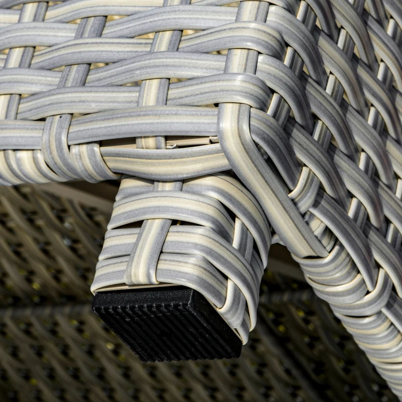 Outsunny 3 Pieces Outdoor PE Rattan Sofa Set, Patio Wicker Sectional Conversation Aluminium Frame Furniture Set, 4-Level Adjust Backrest Chaise Lounge w/ Padded Cushion, Tea Table, Mixed Grey