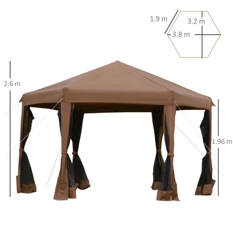 Outsunny 3.2m Pop Up Gazebo Hexagonal 