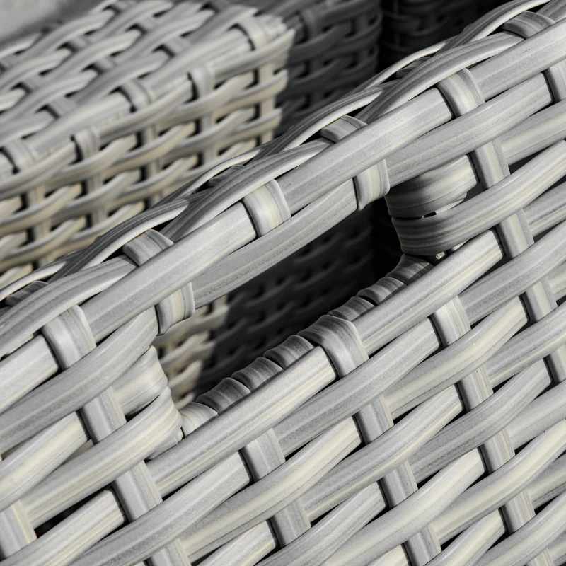 Outsunny 3 Pieces Outdoor PE Rattan Sofa Set, Patio Wicker Sectional Conversation Aluminium Frame Furniture Set, 4-Level Adjust Backrest Chaise Lounge w/ Padded Cushion, Tea Table, Mixed Grey