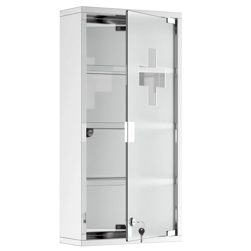 Homcom Dulapior Medicamente – Inox 30×12×60 cm cu 4 Rafturi