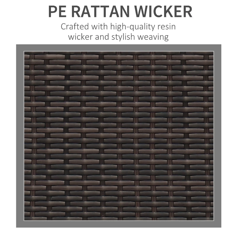 Outsunny 3 Seater Rattan Sofa, All-Weather Wicker Weave Metal Frame Chair with Fire Resistant Cushion, Brown