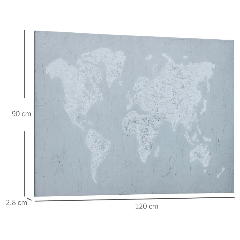 HOMCOM Lucrare de arta pe perete din panza Harta lumii Fotografii de perete pentru camera de zi Decor dormitor, 120 x 90 cm