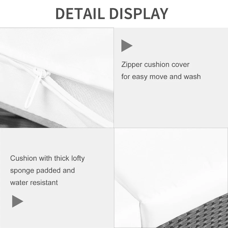 Outsunny Rattan 3-Seater Sofa-Black