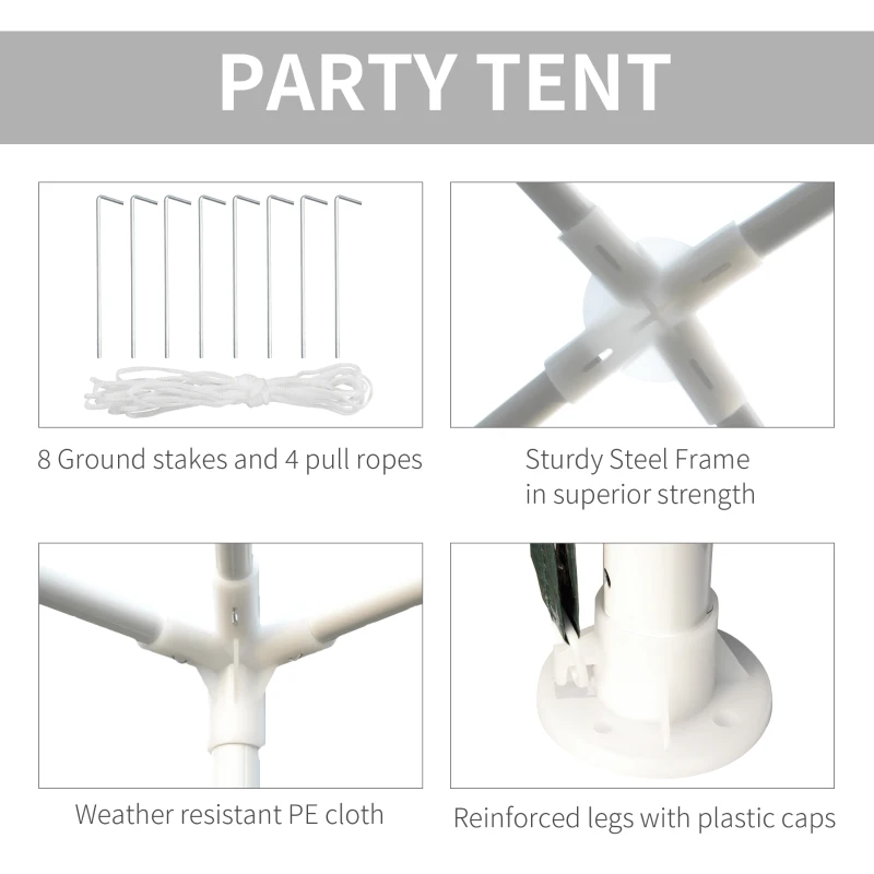 Outsunny 2.7m x 2.7m Garden Gazebo Marquee Party Tent Wedding Canopy Outdoor(Green)