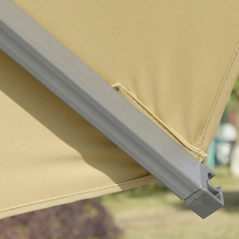 Outsunny Cantilever Umbrella Ø298 cm, Sun Umbrella, Adjustable Angle, incl. Crank, 360 Degree Rotatable, Khaki
