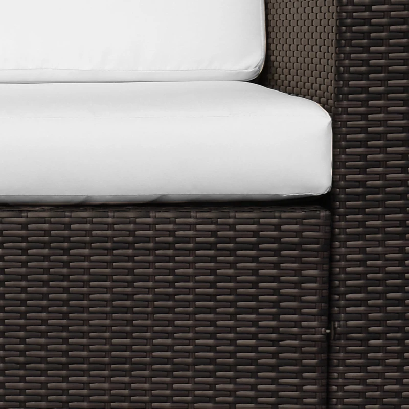 Outsunny 3 Seater Rattan Sofa, All-Weather Wicker Weave Metal Frame Chair with Fire Resistant Cushion, Brown