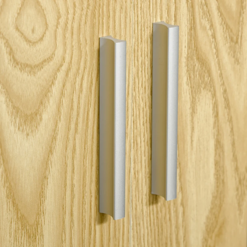 kleankin Armario de Baño con 2 Puertas y 2 Estantes Ajustables de 7 Niveles Mueble Auxiliar de Almacenaje para Salón Cocina Antivuelco 60x30x80 cm Natural