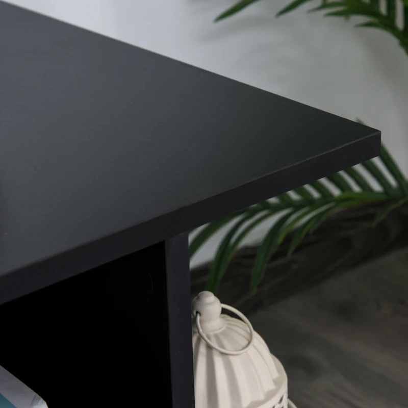 HOMCOM Mobilier Pentru Tv in Lemn cu Roti, Negru,40x40x80cm