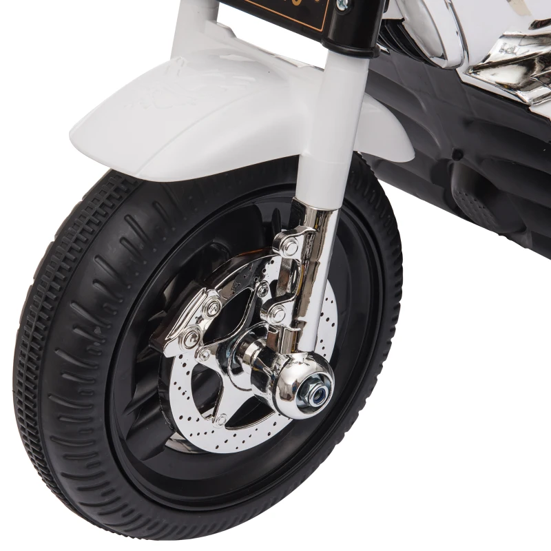 HOMCOM Kids 6V Battery PP Motorcycle Ride On Trike w/ Lights Music Horn 18 - 36 Months White