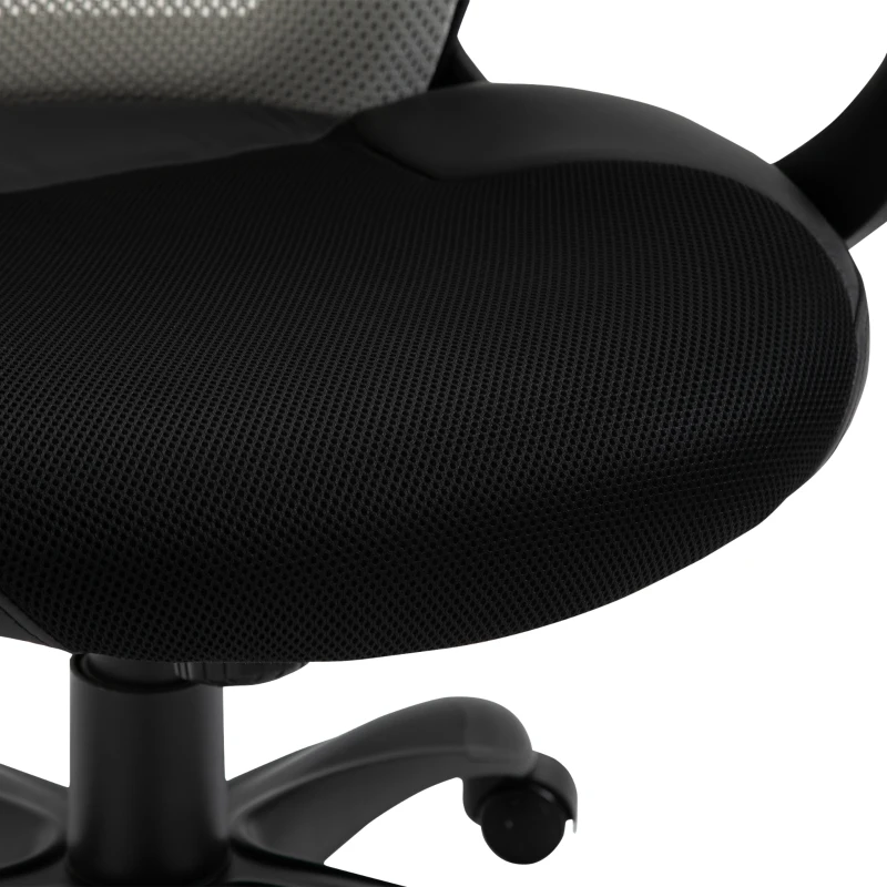 Vinsetto Sedia da Ufficio Ergonomica con Imbottitura di 10cm, Altezza Regolabile e Sistema di Dondolamento, 65x67x118.5-128cm, Tessuto Grigio