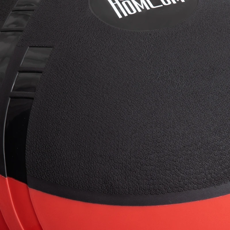 HOMCOM Entrenador de Equilibrio Pelota de Equilibrio Ø58 cm con 2 Bandas de Resistencia 6 Alfombras Antideslizantes e Inflador para Entrenamiento Fitness en Casa Gimnasio Negro y Rojo