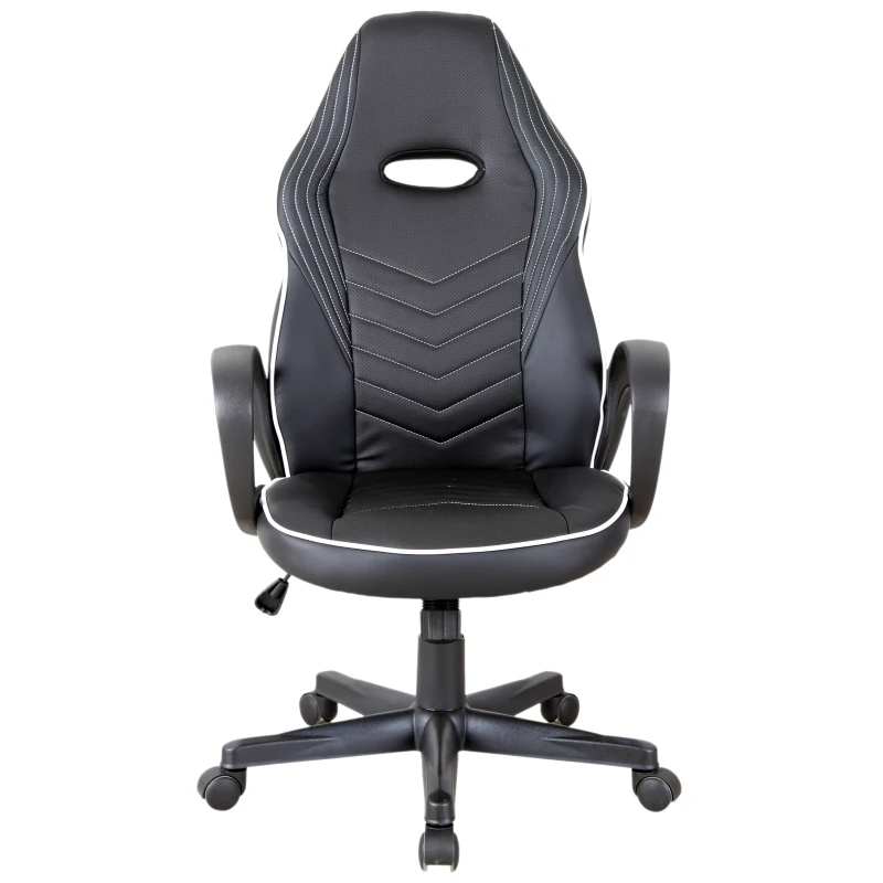 Vinsetto Poltrona da Ufficio Gaming con Rivestimento in Pelle PU Premium Design Ergonomico Nera e Bianca