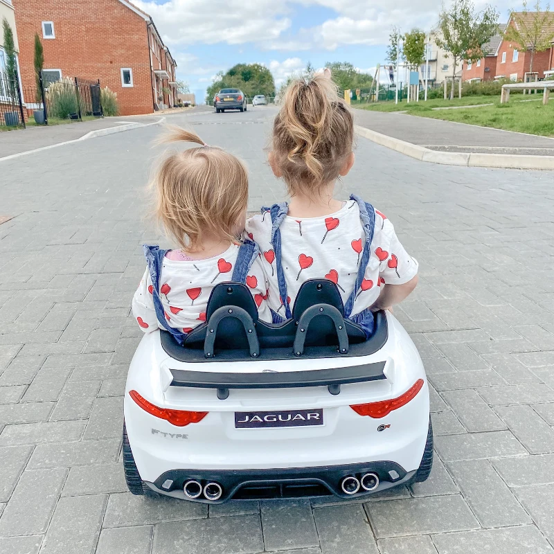 HOMCOM 6V Rechargeable Battery Ride-On Car Licensed Jaguar F-type SVR Forward Reverse Lights Horn Music Player w/ Seat Belt White