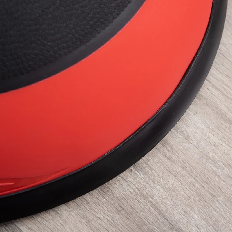 HOMCOM Entrenador de Equilibrio Pelota de Equilibrio Ø58 cm con 2 Bandas de Resistencia 6 Alfombras Antideslizantes e Inflador para Entrenamiento Fitness en Casa Gimnasio Negro y Rojo