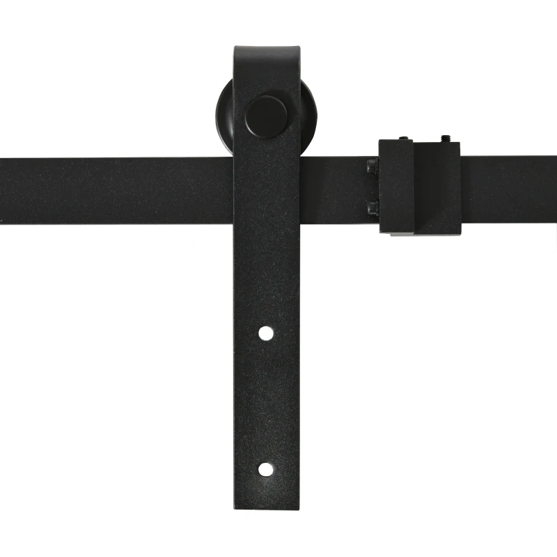 HOMCOM schuifdeursysteem looprail schuifdeurbeslag voor dubbele houten deuren accessoires koolstofstaal zwart 183 x 0,6 x 18 cm