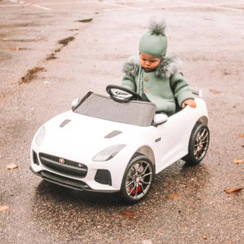 HOMCOM 6V Rechargeable Battery Ride-On Car Licensed Jaguar F-type SVR Forward Reverse Lights Horn Music Player w/ Seat Belt White