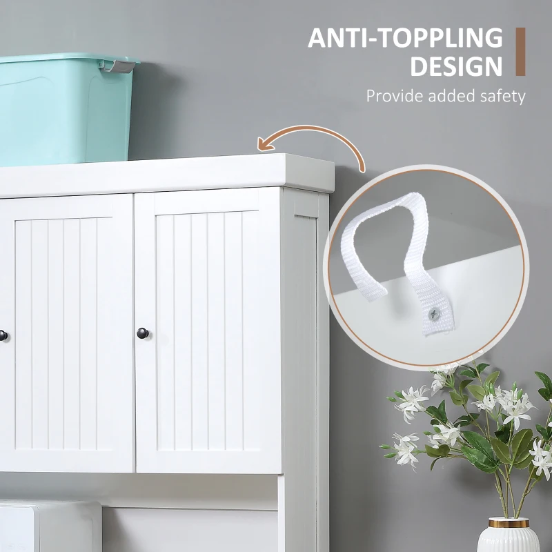 HOMCOM Modern Kitchen Cupboard, Kitchen Storage Cabinet with Microwave Oven Countertop, Drawer, White