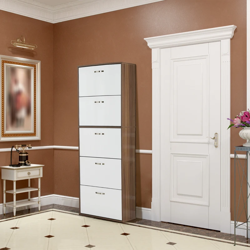 Homcom Dulap Pantofi 60×28×189 cm – 5 Sertare & Spatiu pentru 30 Perechi(m-8)