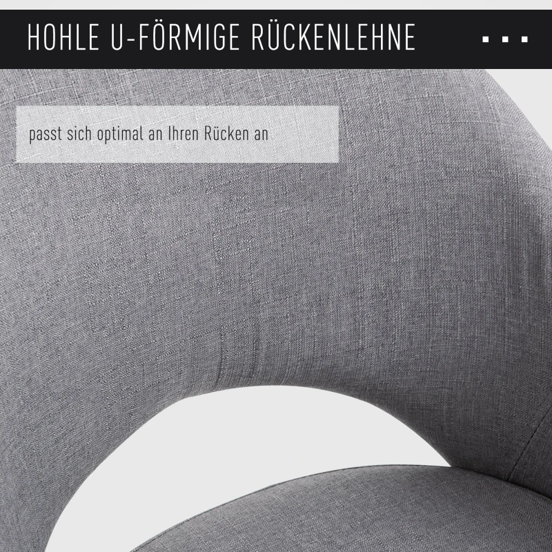 HOMCOM Esszimmerstuhl, Wohnzimmerstuhl, Bürostuhl, Polsterstuhl, Sessel mit Armlehne, Leinen Stahl, Grau, 56 x 58,5 x 84,5 cm