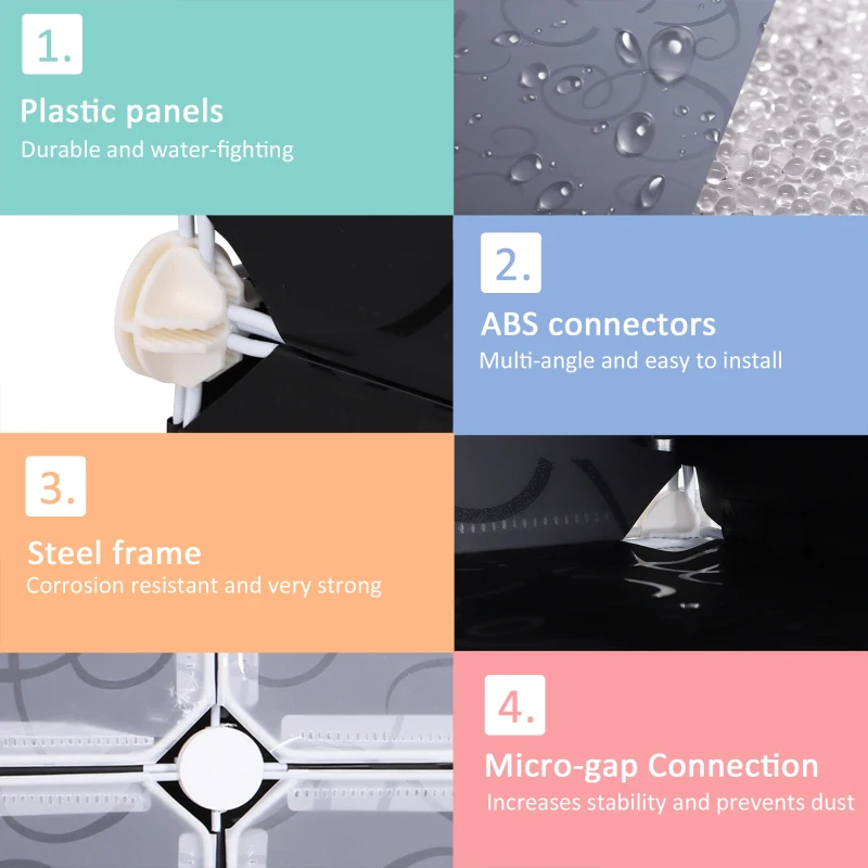 HOMCOM Dulap Pantofi Modular 16 Cuburi in PP Alb si Negru 95x37x160cm