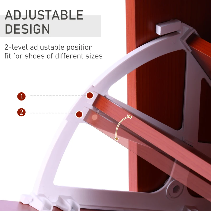 HOMCOM Dulap 12 Pantofi cu Rafturi Regllabile in Lemn, Rosu, 60x24x80cm